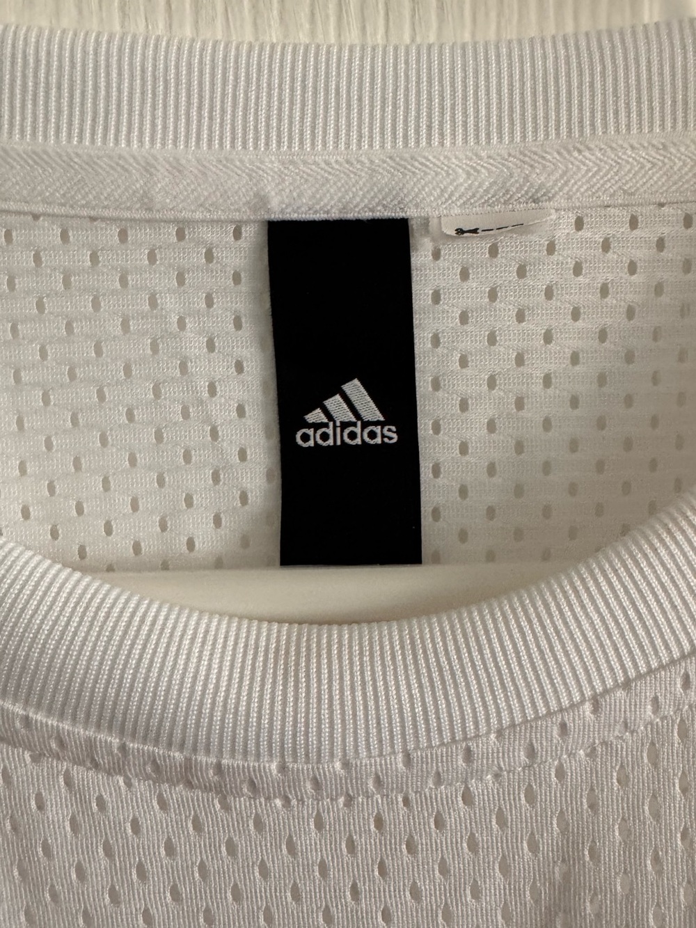 Adidas White Mesh 3-Stripe Long Sleeve Sweatshirt Pullover Size Small - Picture 2 of 4